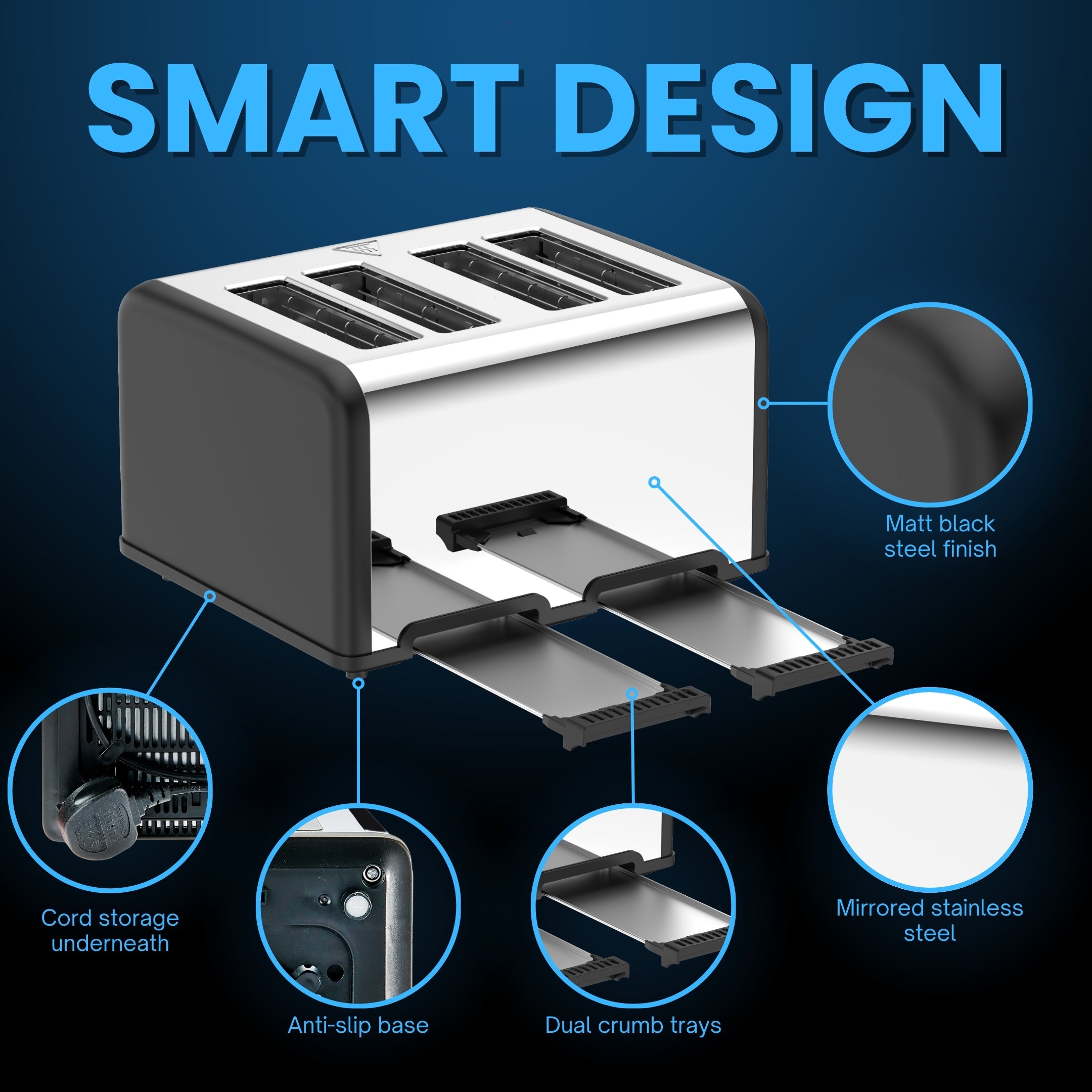 Toastley 4 Slice Smart Toaster