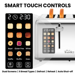Image of Toastley 4 Slice Smart Toaster, Silver