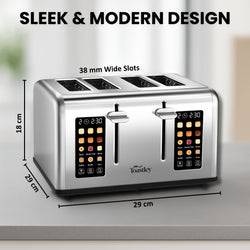 Image of Toastley 4 Slice Smart Toaster, Silver