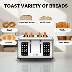 Image of Toastley 4 Slice Smart Toaster, Silver