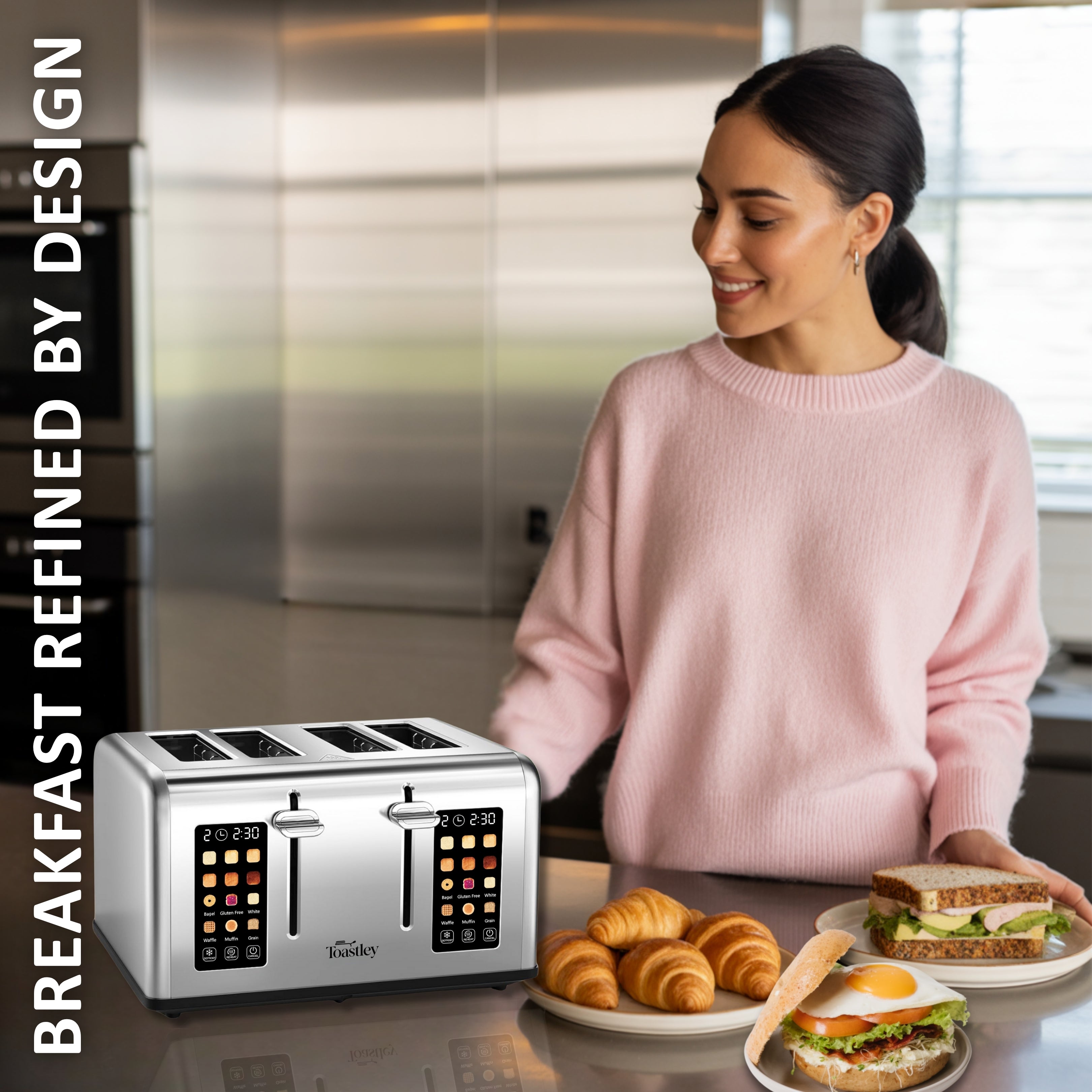 Toastley 4 Slice Smart Toaster, Silver