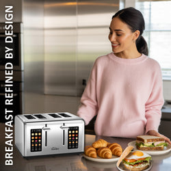 Image of Toastley 4 Slice Smart Toaster, Silver